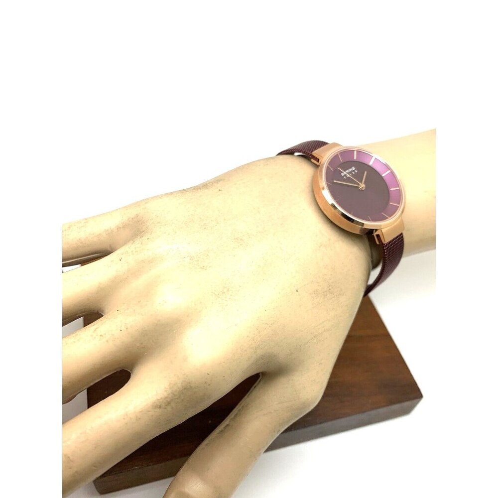 Bering Women's Watch 14631-969 Solar Rose Gold Purple Mesh Steel Band 31mm - Picture 4 of 13